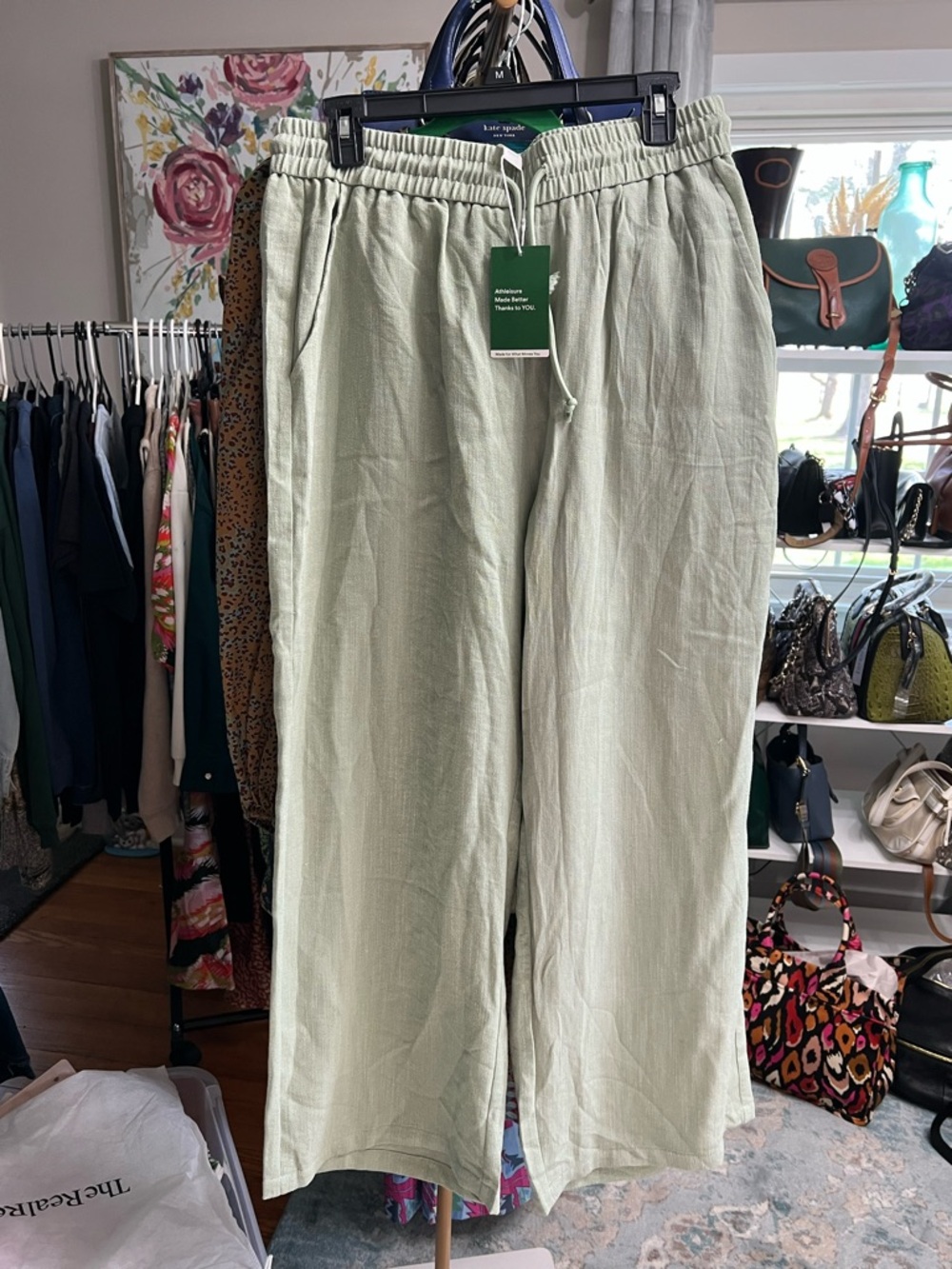 HALARA Sage Green Elastic Waist Casual Pants